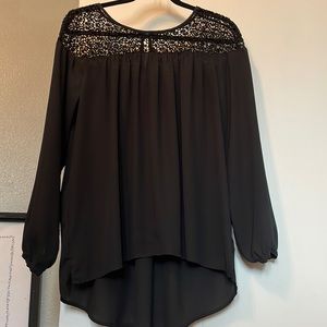 LOFT black blouse with fun lace up top!